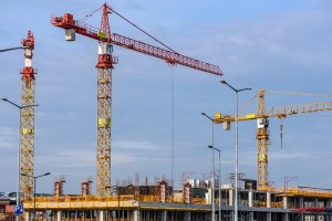 Development site with cranes
