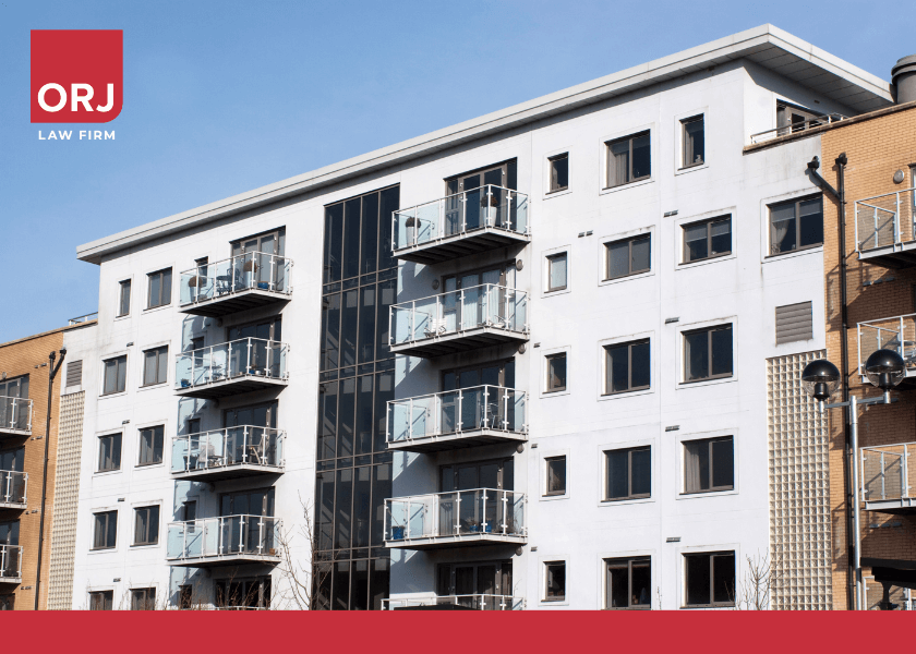 White block of flats with balconies